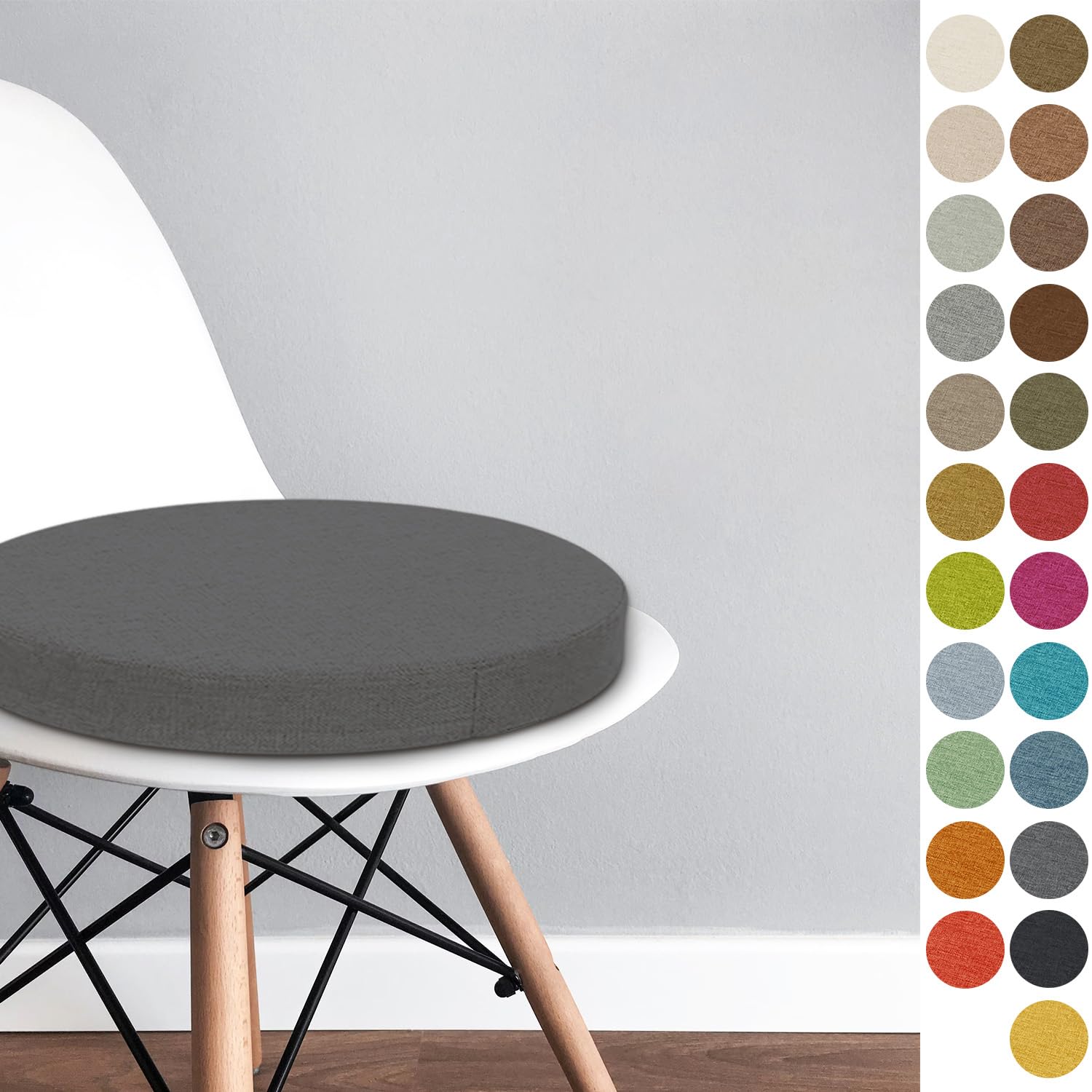 Round Chair Pad 50x50x3 CM Bistro Circular Chair Cushion Garden Kitchen Dining Chair Seat Cushion Memory Foam Chair Seat Pad,Color#26 Gray Blue