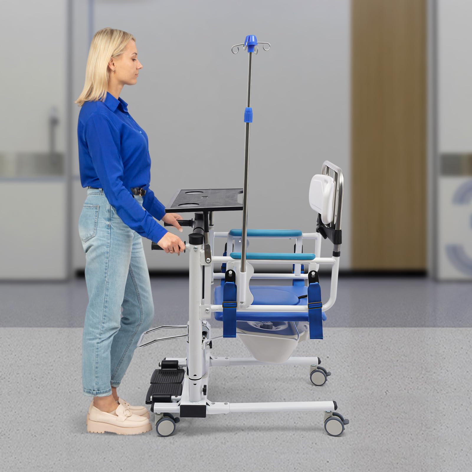 Elektryczny podnośnik dla pacjentów, składany wózek do użytku domowego, składany wózek inwalidzki, domowy wózek transferowy, komoda, wózek łazienkowy