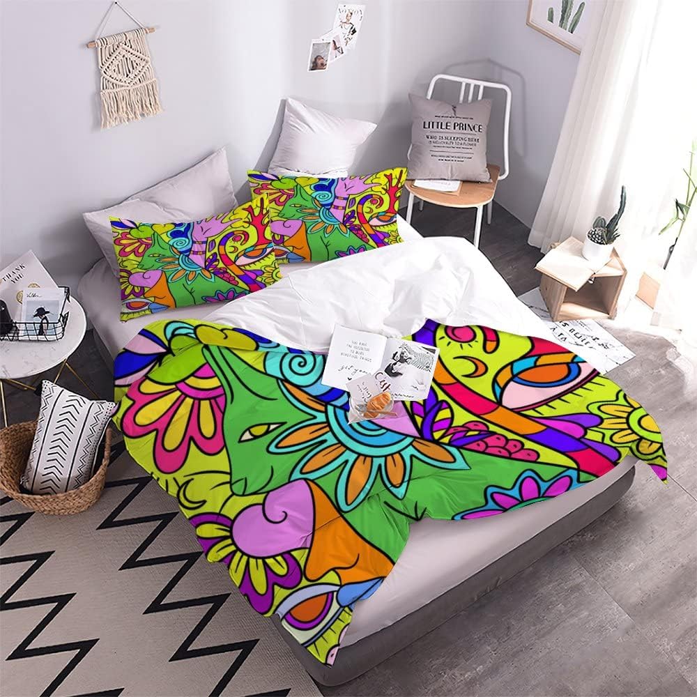 3D Printed Duvet Cover Colorful cat Pattern Printed Bedding Duvet Cover with Zipper Closure Soft Microfiber（240x220cm）
