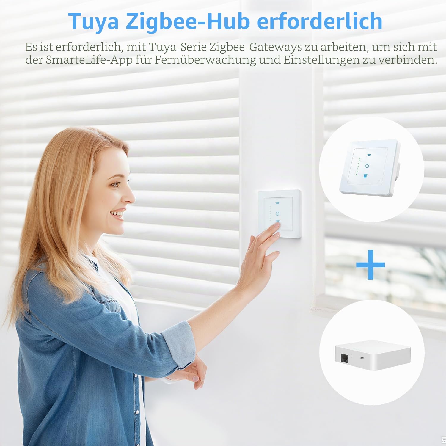 SMARTERCURRY Zigbee Rolladenschalter Smart [Gen 6.1] 80 * 80mm 2 Stücke