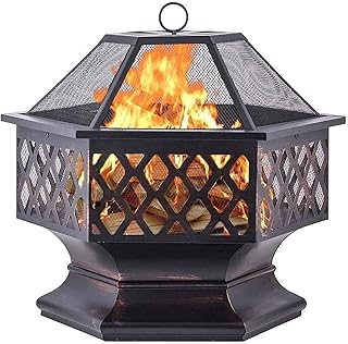 Fire Pit Outdoor,Outdoor Garden Fire Pit Outdoor Heaters & Fire Pits BBQ Fire Pit Backyard Patio Garden Fireplace with Grill Grate