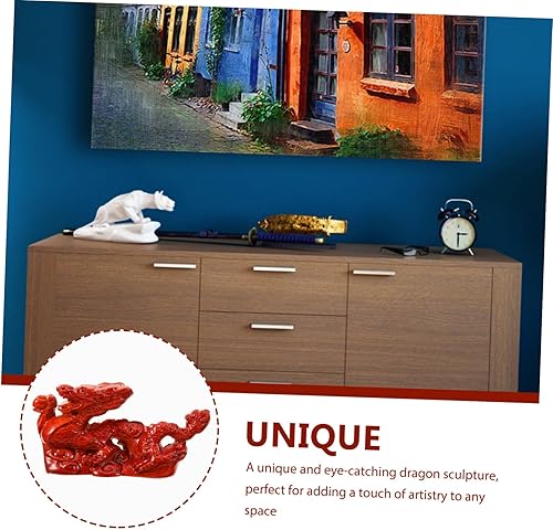 Miniatura 5 de Housoutil Estatua de dragón chino de madera Fengshui, dragón del zodiaco chino, figura coleccionable, riqueza suerte, escultura de animales para
