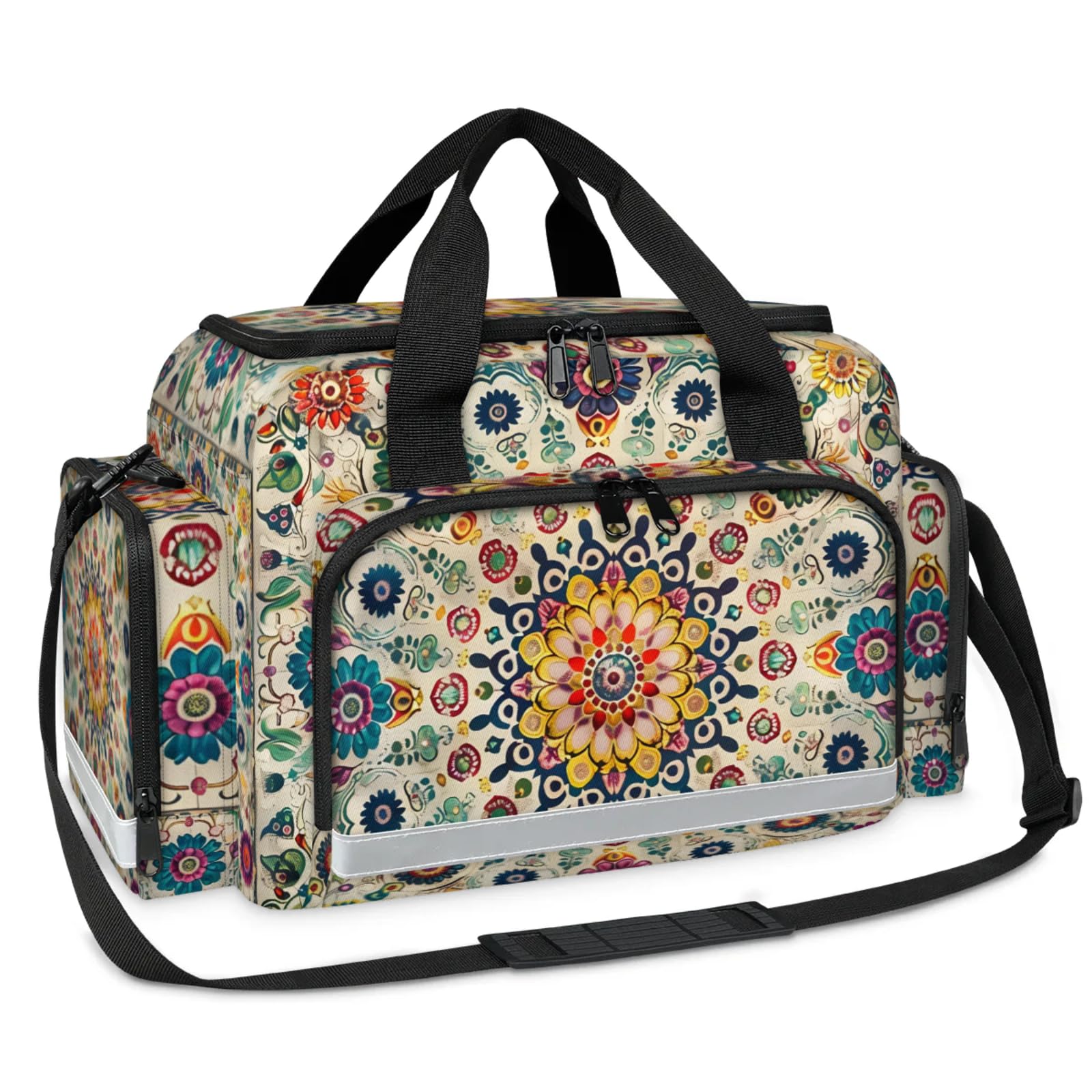 GzLeyigou First Aid Bags Empty, Polynesian Pattern Emergency Bag First Aid Kit Multiple Compartment Kit Carrier On Call Trauma Bag For Paramedics Emergency Medical Supplies Kit