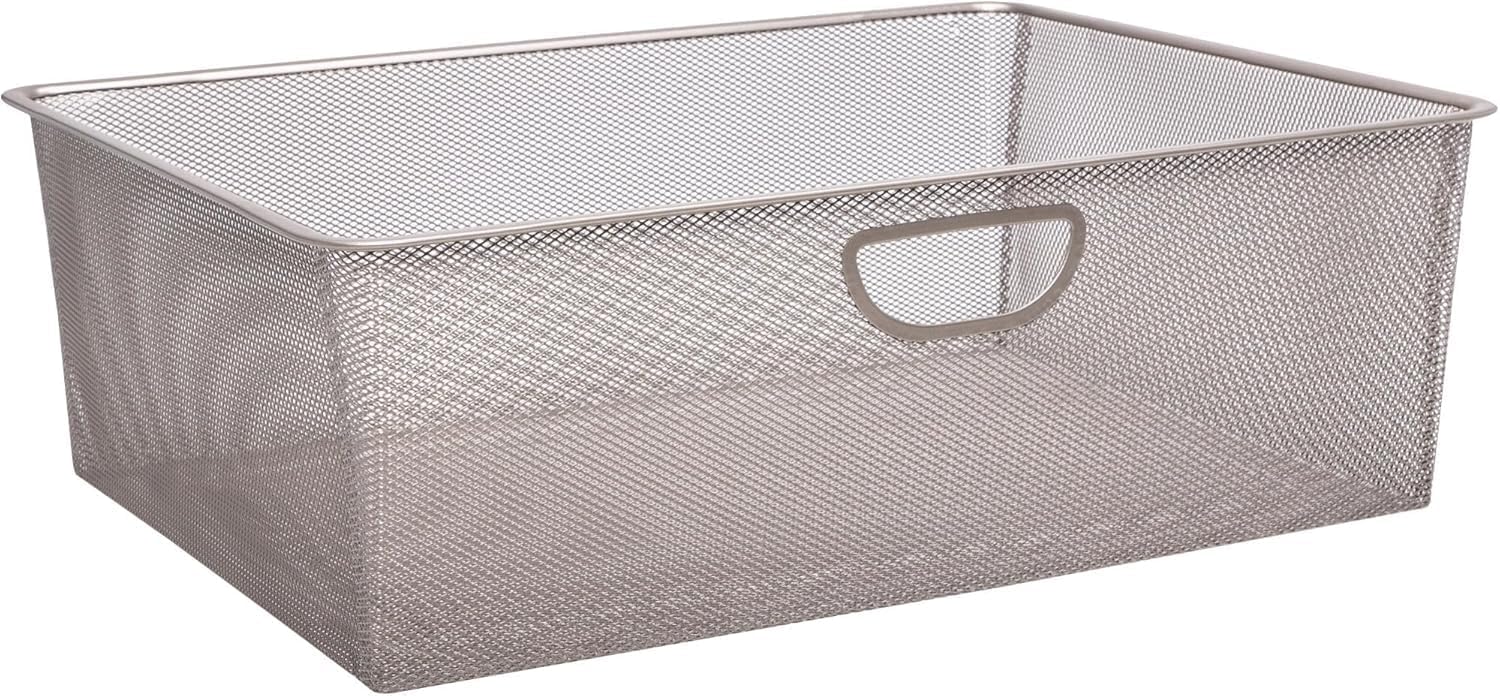 Closet Culture by Knape & Vogt 7.28 in. H x 16.65 in. W x 21.56 in. D Wire Mesh Basket in Champagne Nickel (0335-BSKT-7CN)