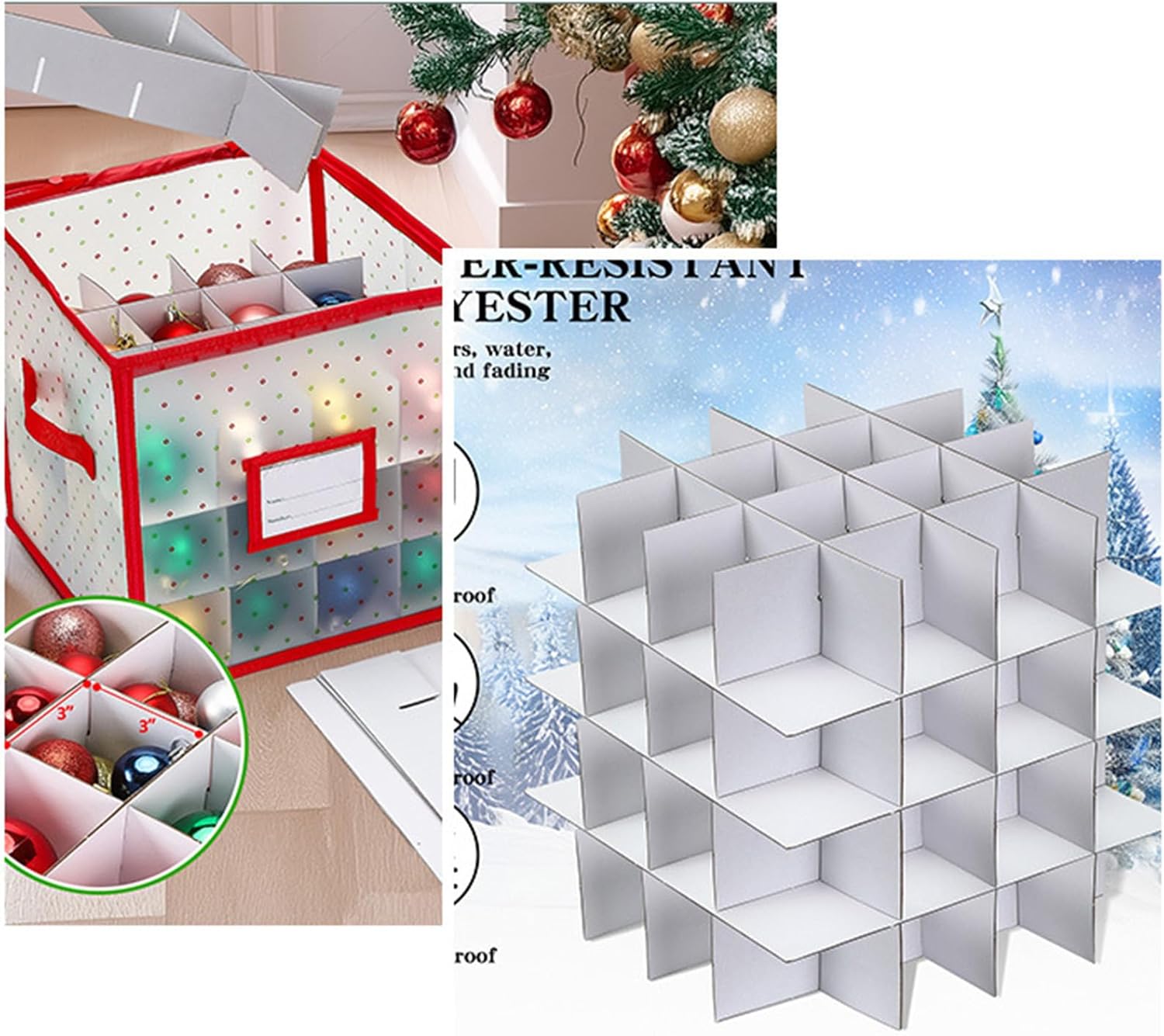 Ornament Organizer,Foldable Decoration Balls Container - Christmas Ornament Storage Box,for Sundries Clothes Holiday Baubles Candy Jewelry Toys