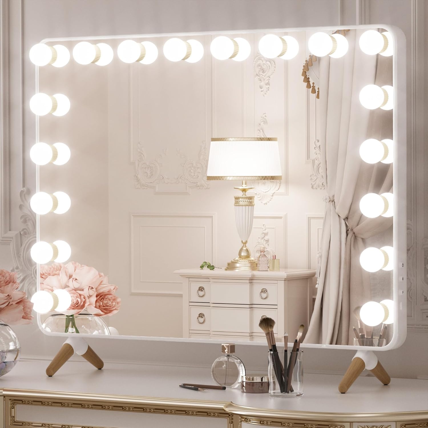 Keonjinn Large Vanity Mirror with Lights 18 USB