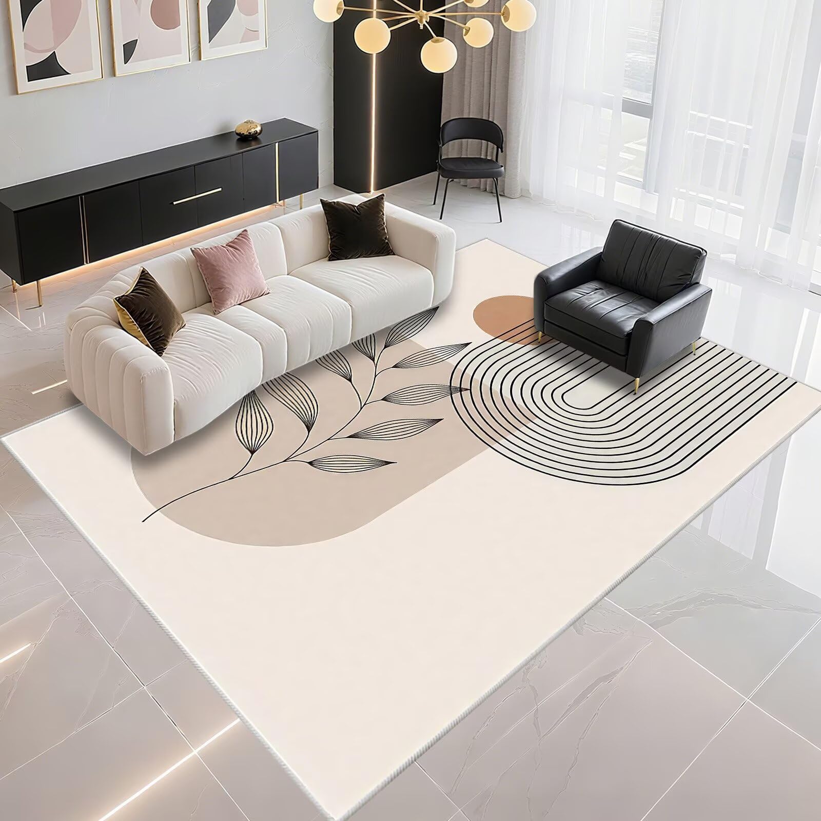 Tapis de salon minimalisme moderne beige pour chambre et balcons