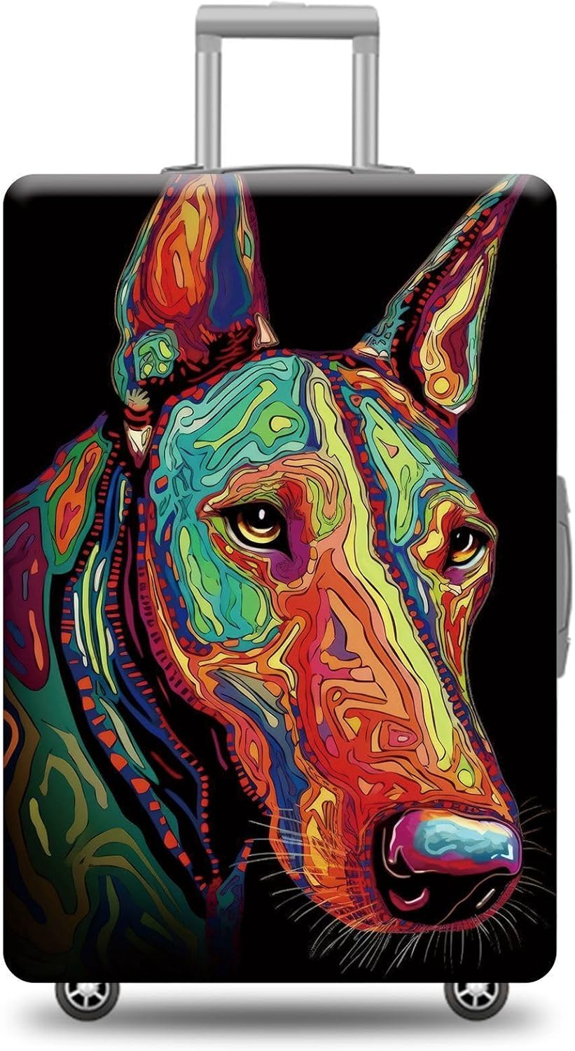 Personalized Dog Luggage Cover Bull Terrier Dog Suitcase Cover Funny Animal Travel Luggage Covers Washable Elastic Suitcase Baggage Protector For Pet Lovers Style 1