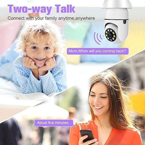 Miniatura 5 de Cámara de seguridad inalámbrica para interiores con bombilla HD WiFi al aire libre E27 360 grados panorámica cámaras de seguridad para el hogar