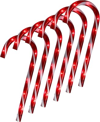 Northlight Set of 6 Pre-Lit Red and White Blinking Candy Cane Outdoor Christmas Pathway Markers 12