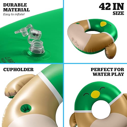 Miniatura 3 de BigMouth x Squishmallows Avery The Duck - Flotador inflable de 42 pulgadas con portavasos - Flotador de piscina suave, duradero y coleccionable para