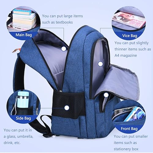 Miniatura 5 de HOPYOCK - Mochilas infantiles para niños, bolsas de libros de escuela primaria y media con múltiples bolsillos para niños con diseño reflectante,