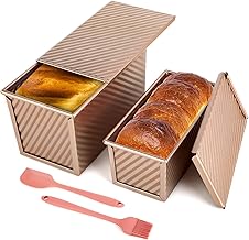 Set di 2 Stampi per Pane in Cassetta con Coperchio – Stampo Antiaderente per Pane, Torte e Dolci, Stampo Plumcake, Pratico per Uso Domestico, con 1 Spatola in Silicone e 1 Pennello in Silicone.