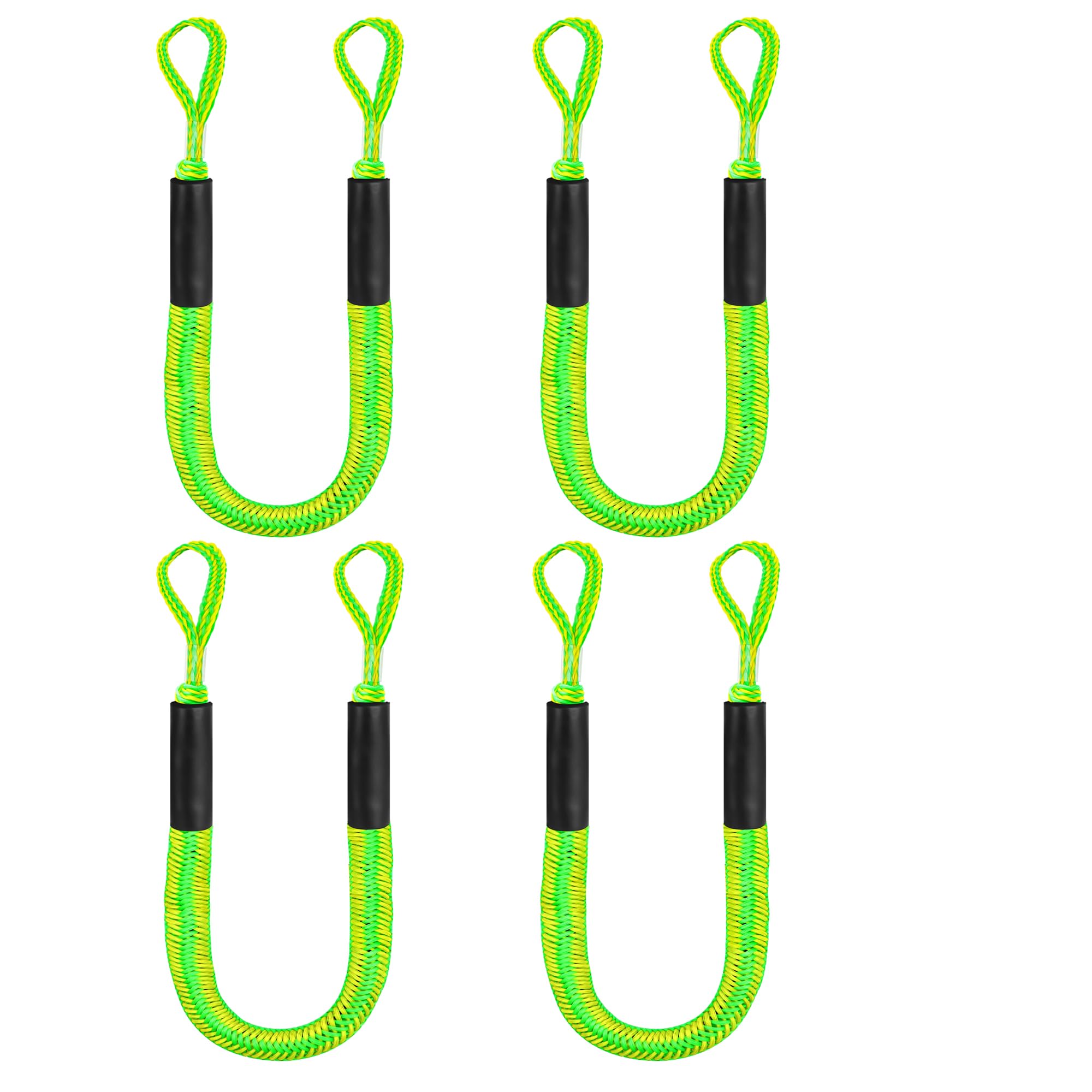 Bungee Dock Lines for Boat Shock Absorb Dock Tie Mooring Rope Boat Accessories 4-5.5 ft,4Pack (Green&Yellow)