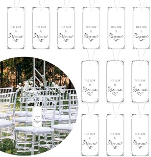 12pcs Reserved Seating Signs Wedding, White Reserved Chairs Signs with Ribbon for Wedding Reception Ceremony Church Events Theatre Row Seats Hanging Tags