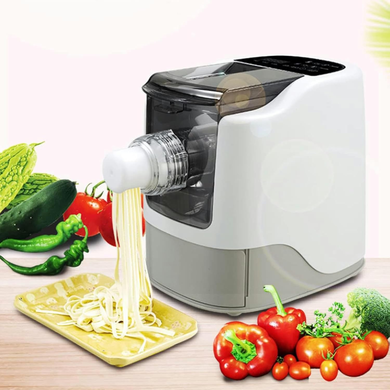 Wzglod Intelligent Fully Automatic Electric Home Pasta Machine Noodle Pasta Maker Making Machine Pasta Extruder 260W with 13 Noodle Molds, eginner Friendly