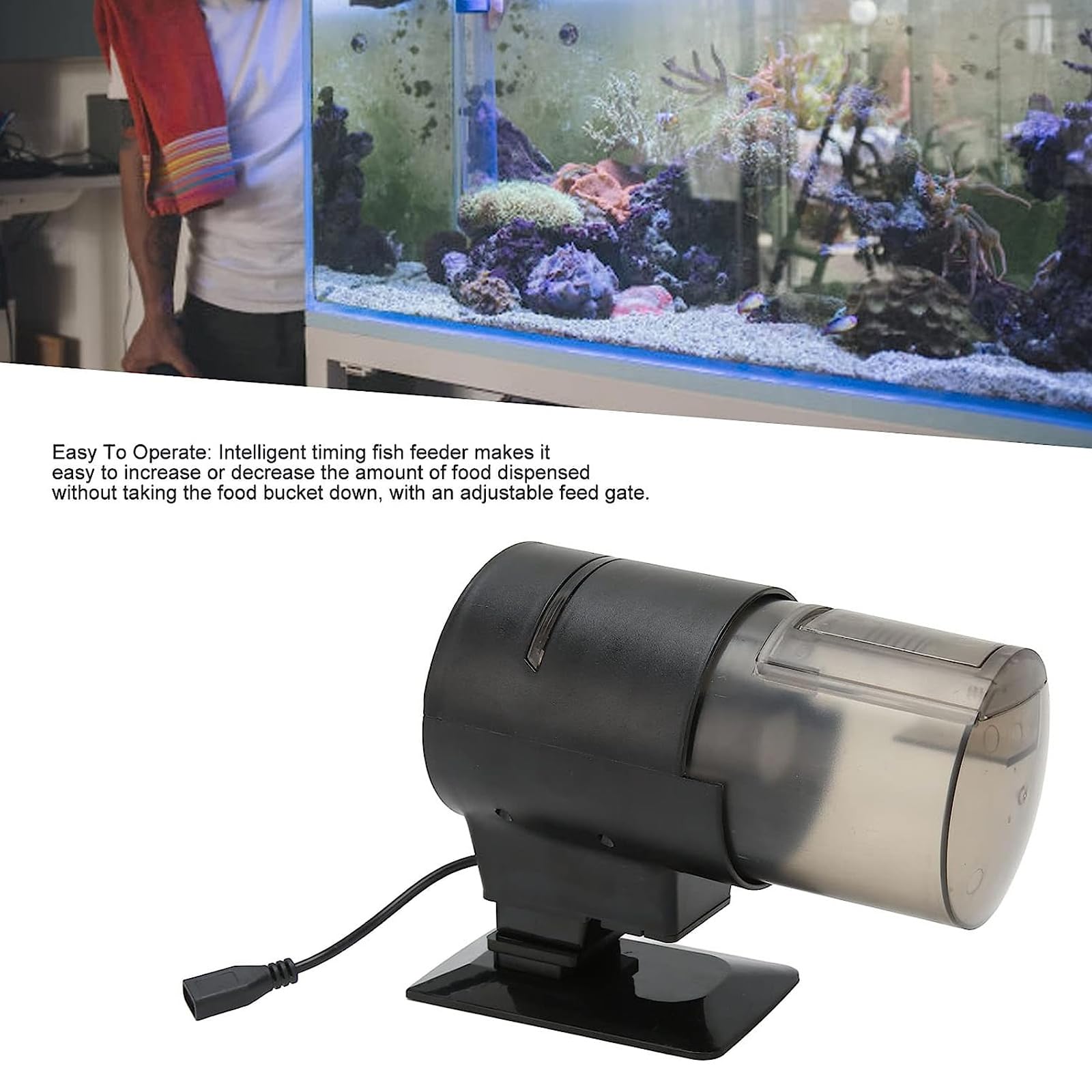 Mangiatoia Automatica per Pesci, WiFi Smart Timing Dispenser di Cibo per Pesci Alimentatore con Timer Regolabile Alimentatore con Timer per Le Vacanze con Cavo di Ricarica USB per Acquario