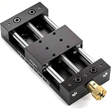 Manual Linear Stage, 75mm Linear Rail Guide Sliding Table, Aluminium Alloy Slide Stage Motion Guide with Ruler and Base, Manual Fine Tune Translation Displacement Station Platform