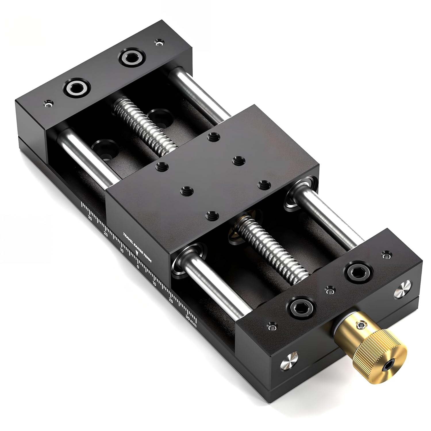 Manual Linear Stage, 75mm Linear Rail Guide Sliding Table, Aluminium Alloy Slide Stage Motion Guide with Ruler and Base, Manual Fine Tune Translation Displacement Station Platform
