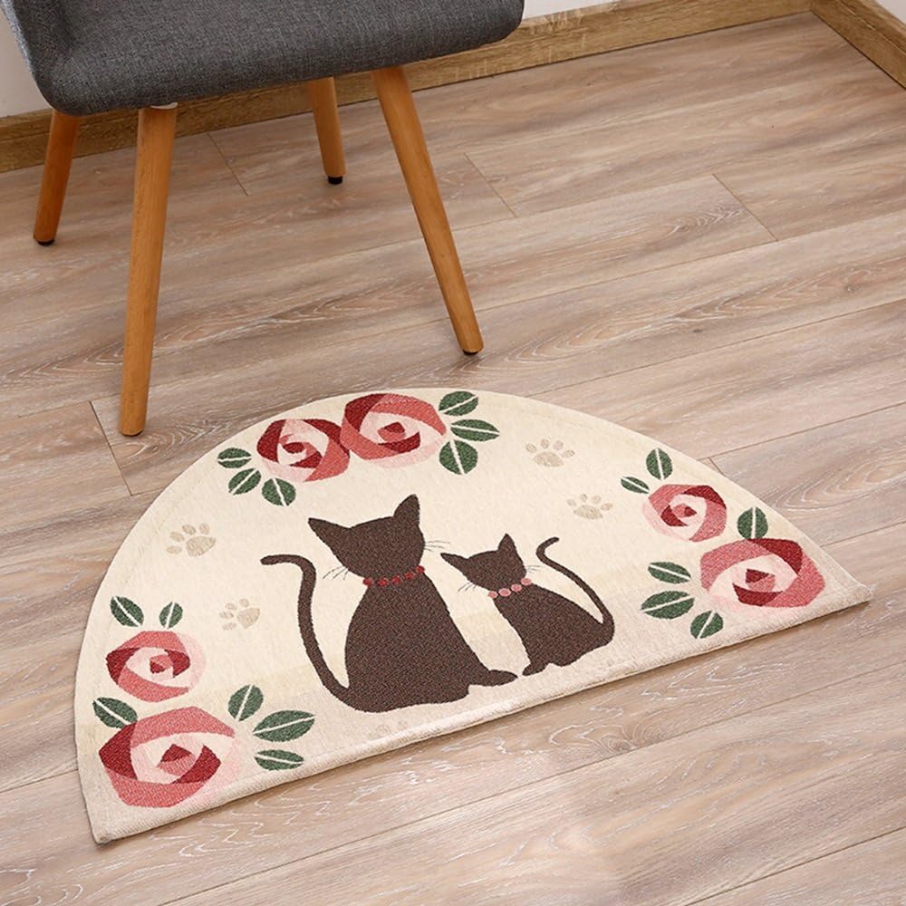 QFFL Carpet Semi-circular Non-slip Absorbent Pad Into The Door Mats 50 * 80cm Staircase step mat
