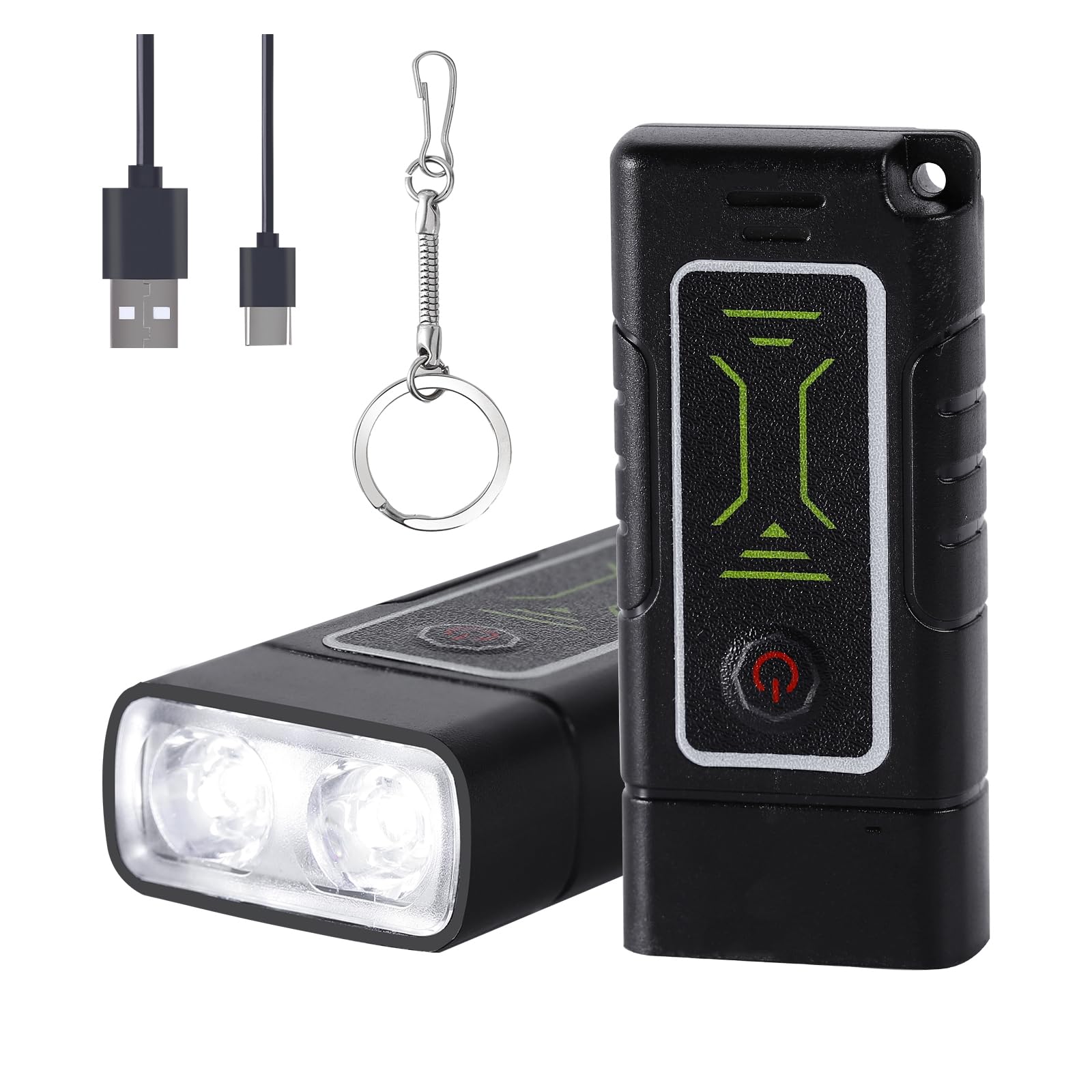 KunHe 2 Pack Mini Small EDC Flashlight 120 Lumens Rechargeable USB c Keychain Pocket Flashlights