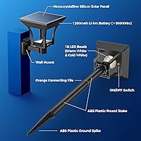 Vista 7 de CINOTON - Luces solares para caminos exteriores 2 en 1 con 4 modos de iluminación, luces LED impermeables IP65 con energía solar para pared, jardín