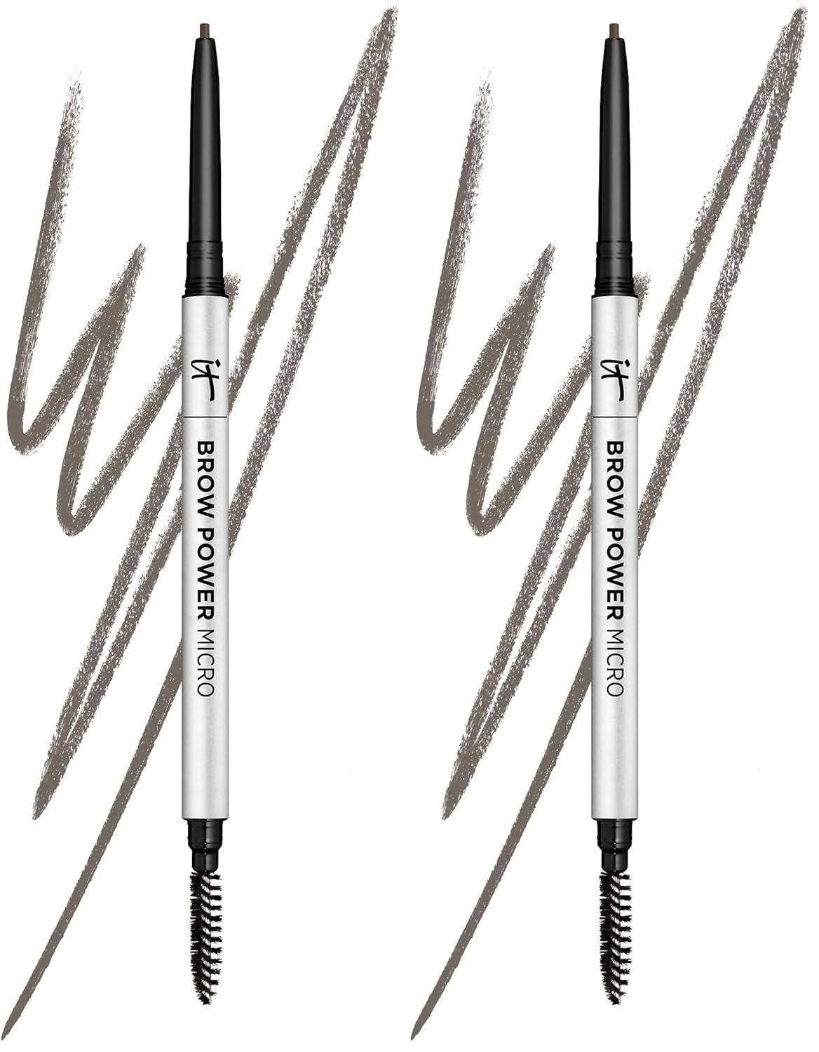 IT Cosmetics Brow Power Micro, Universal Taupe - Universal Eyebrow Pencil - Mimics the Look of Real Hair - Budge-Proof Formula - Built-in Spoolie - 0.017 oz (Pack of 2)
