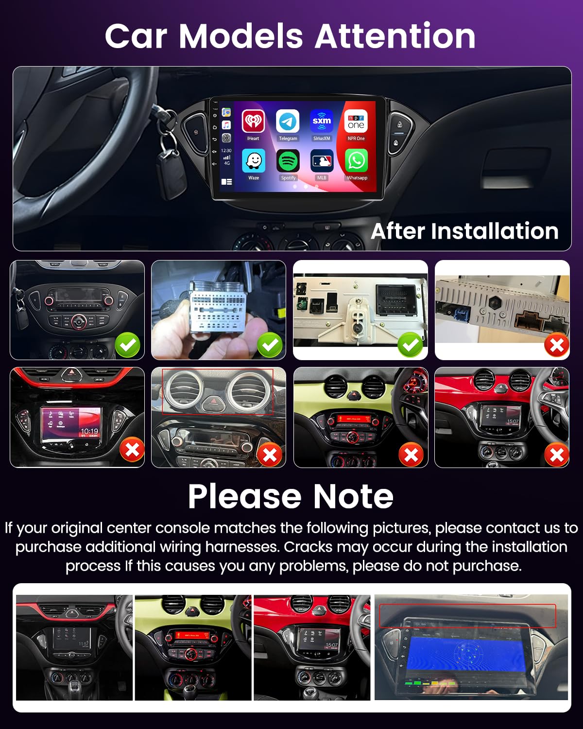 Inefala 4+64G Autoradio per Opel Corsa 2015-2019/Opel Adam 2013-2016 Android 15 con Wireless CarPlay Android Auto, 9'' Schermo per Auto con Bluetooth WIFI GPS FM/RDS 32EQ SWC AHD Telecamera Posteriore