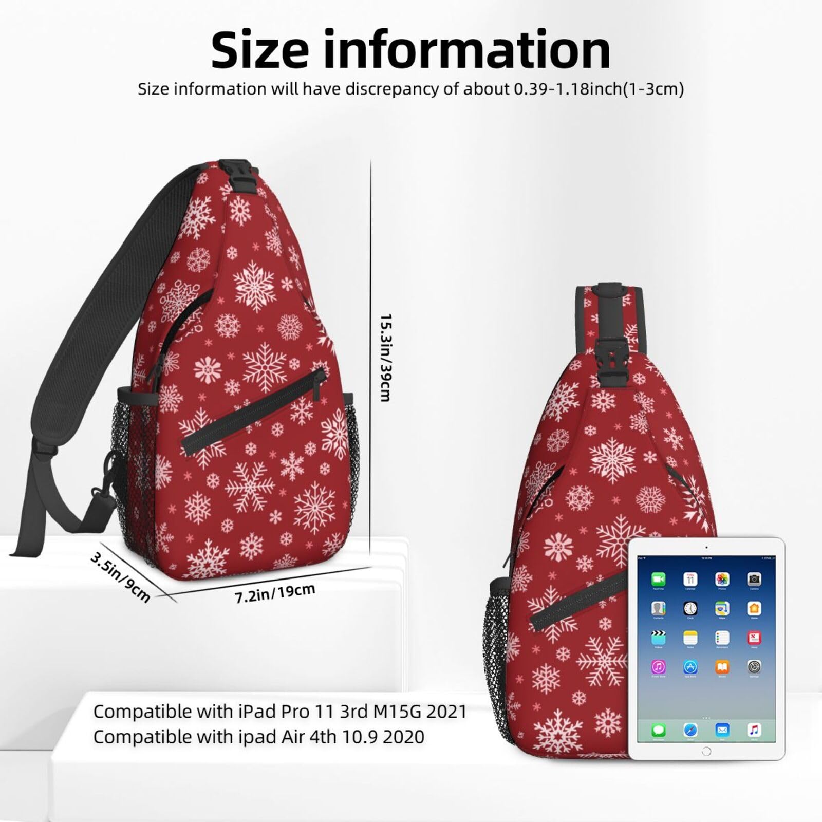 Dujiea Crossbody Backpack For Men Women Sling Bag, Christmas Vintage Snowflakes Winter Chest Bag Shoulder Bag Lightweight One Strap Backpack Multipurpose Travel Hiking Daypack