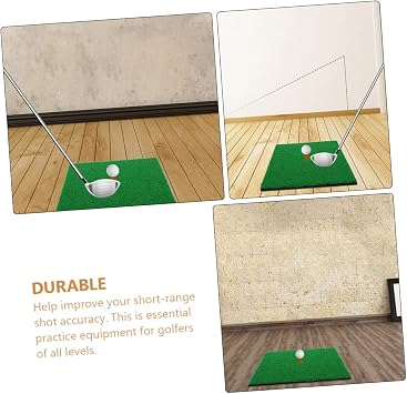 Happyyami Golf Training Hitting Mat 30x30cm Nylon Grass Simulation Pad for Indoor Outdoor Swing Practice Backyard Golf Training Equipment
