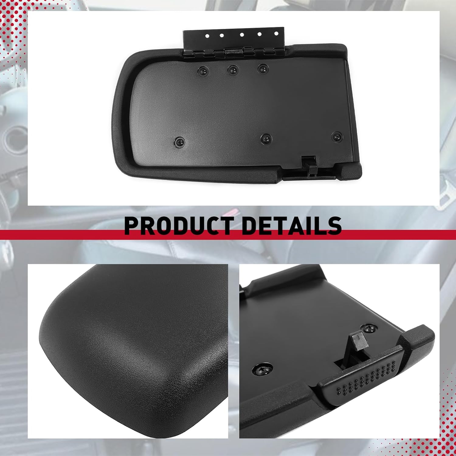 HECASA Center Console Lid Armrest Door Compatible with 1997-2002 Chevrolet Camaro Pontiac Firebird Replacement for 10421355 Plastic Black