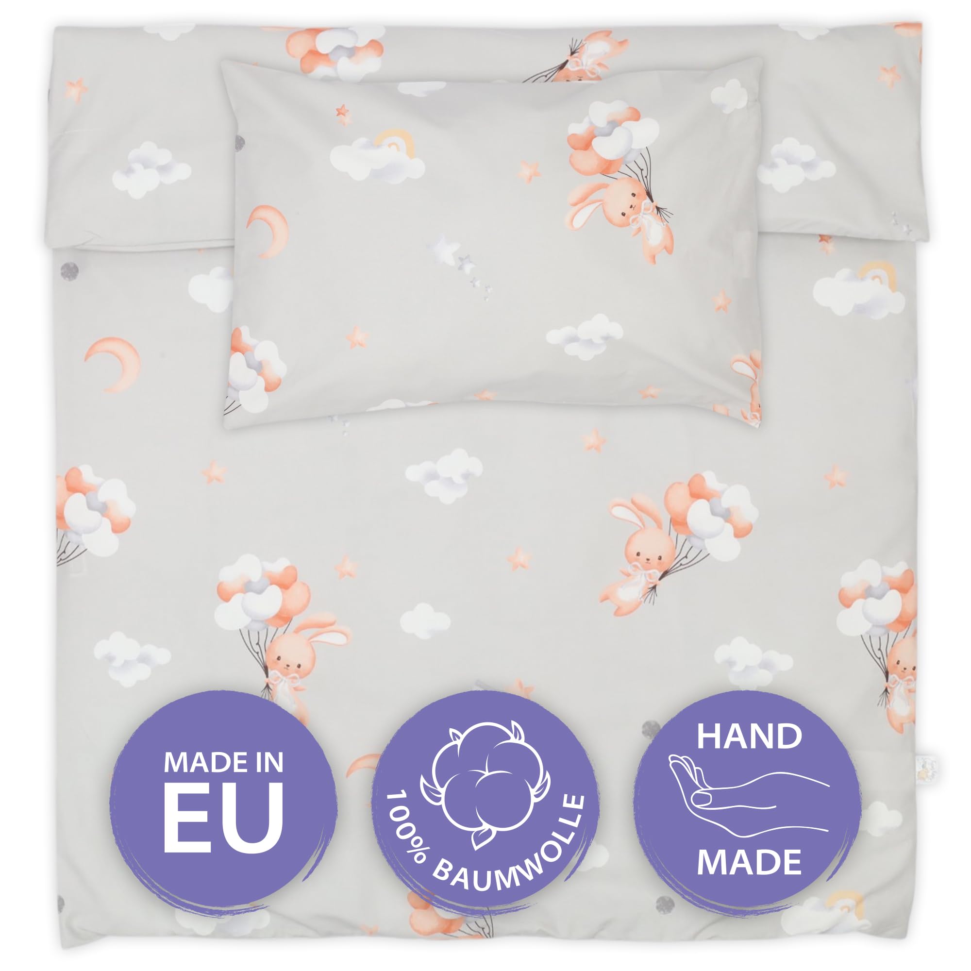 Totsy Baby Copripiumino lettino neonato x cm - Cotone parure di copripiumini bambino e bambina per culla Set lenzuolo per piumino x cm con federe 60 x 40 cm Oeko-Tex