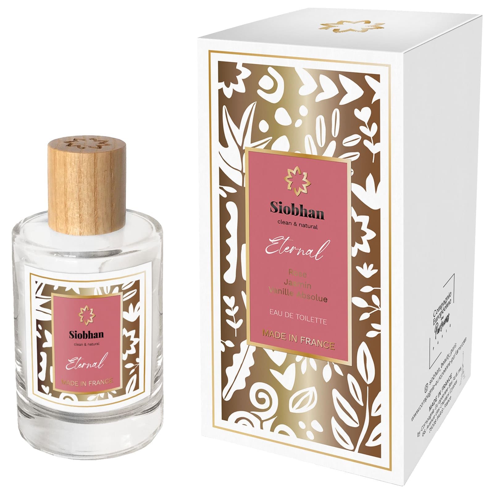 SIOBHAN Eternal Eau de toilette féminine rose jasmin et vanille 100 ml 92% d'ingrédients d'origine naturelle