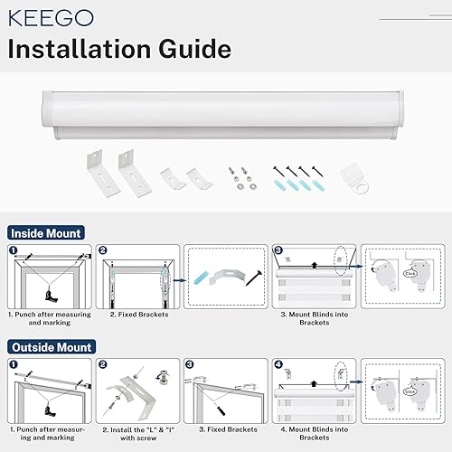 Miniatura 6 de Keego Zebra - Persianas enrollables sin cordones, de tamaño personalizado, opacas de doble capa, control de luz de privacidad, fácil de instalar,