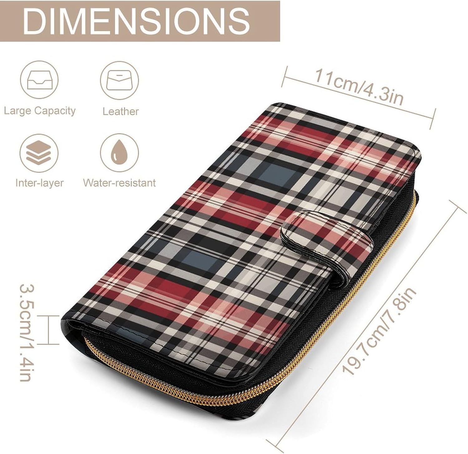 Old Plaid Checkered Travel Wallet for Men & Women RFID Blocking Card Organizer Credit Card Holder Large Capacity