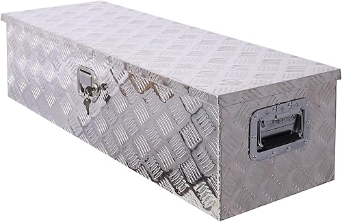 Miniatura 7 de Caja de lengua de remolque de 29 pulgadas, caja de herramientas de aluminio resistente al agua con cerradura y llaves, caja de herramientas de 5