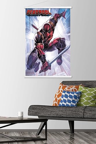 Miniatura 45 de Trends International Marvel Comics Deadpool - Póster de pared de ataque, 22.375 x 34 pulgadas, versión enmarcada en negro Versión enmarcada Barnwood