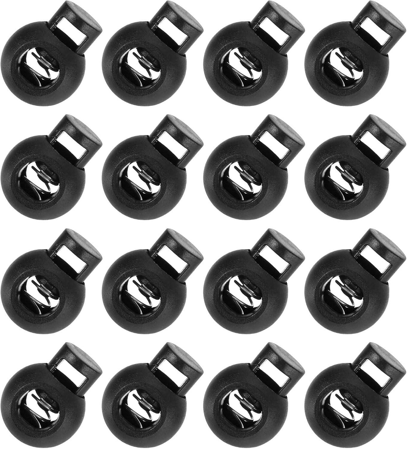 uxcell 50Pcs 8mm Plastic Cord Locks, Spring Slider Toggles Clip End Stopper Fastener Round Ball Shape for Drawstrings Paracord Shoelace, Black