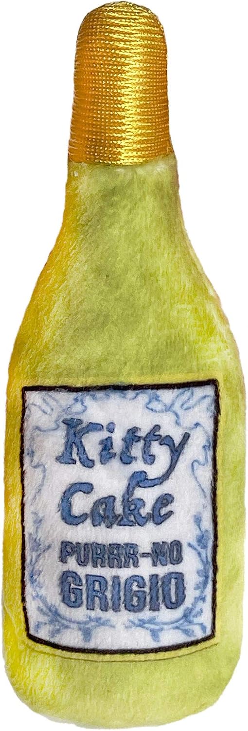 Huxley & Kent H&K Cat Toy | Kitty Cake Wine | Plush Cat Toy with Catnip Inside | Funny Realistic Cat Gift | Fun, Durable, and Safe Cat Toys