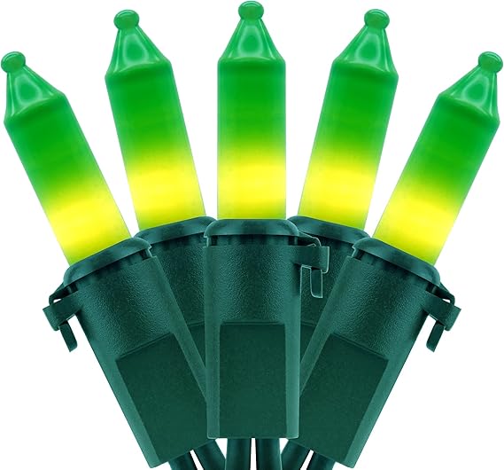 Green String Lights with Green Wire, 66 Feet 200 Count UL