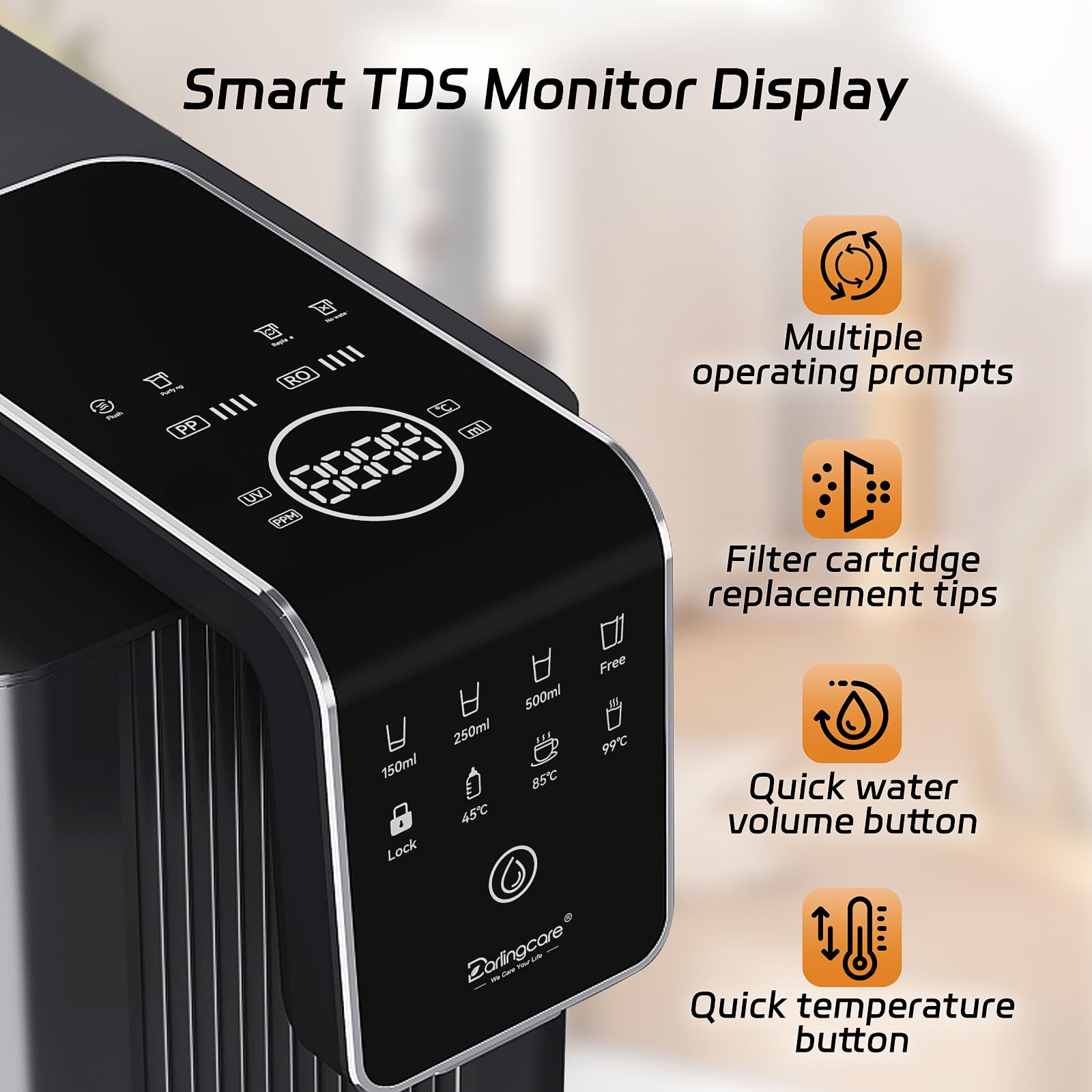 Osmoseur Inverse Distributeur Eau Chaude: osmose inverse avec filtration à 6 niveaux Système d'osmose inverse de comptoir moniteur TDS en temps réel 3:1 pur à évacuation pour Cuisine Bureau Maison