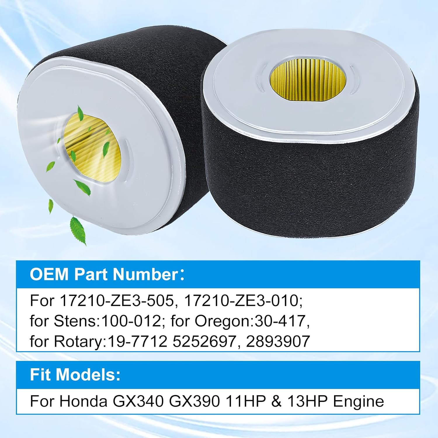 Adefol 8 x Air Filter Cleaner Lawn Mower Engine Replacement Parts for Honda GX340 GX390 11HP 13HP, Replace Accessories for 17210-ZE3-010 100-012 30-417 5252697 2893907