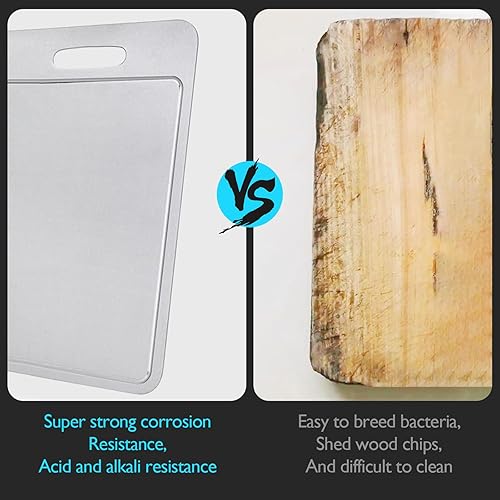 Miniatura 2 de Tabla de cortar de titanio con ranuras, tablas de cortar para cocina, tabla de cortar de titanio de doble cara de grado alimenticio para cortar