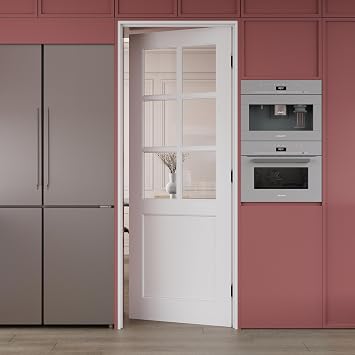 Interior Door with Frame,30x80 6-Lite Clear Glass Door with Prehung Jamb