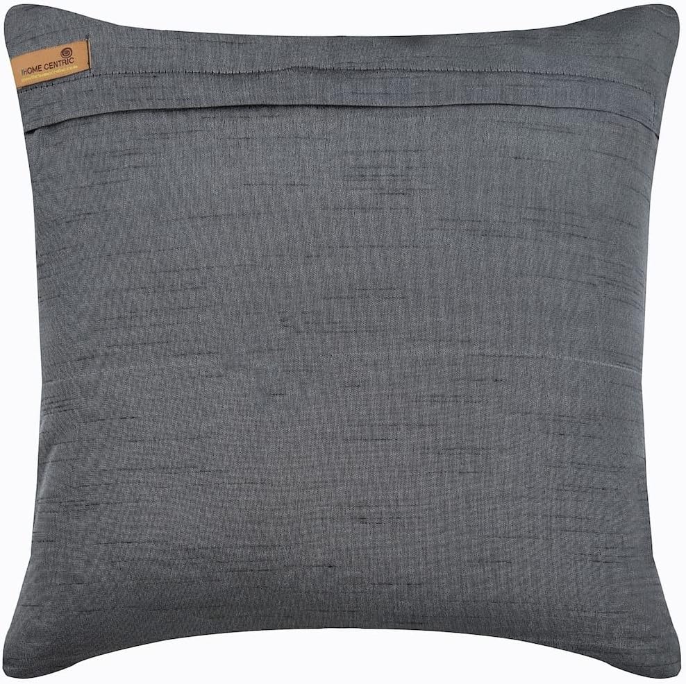 The HomeCentric Throw Pillow Cover, Grey Designer Fabric Pillow Covers 16x16 inch (40x40 cm) Silk Decorative Pillow Covers, Birds, Pigeon, Sequins Embellished, Contemporary Throw - Pigeon Story