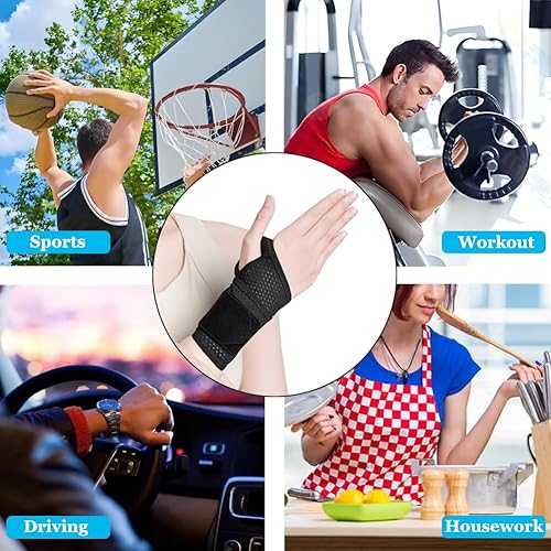 Miniatura 7 de Muñequera de malla transpirable, muñequeras delgadas para tendinitis, artritis, alivio del dolor del túnel carpiano, correa de compresión de muñeca