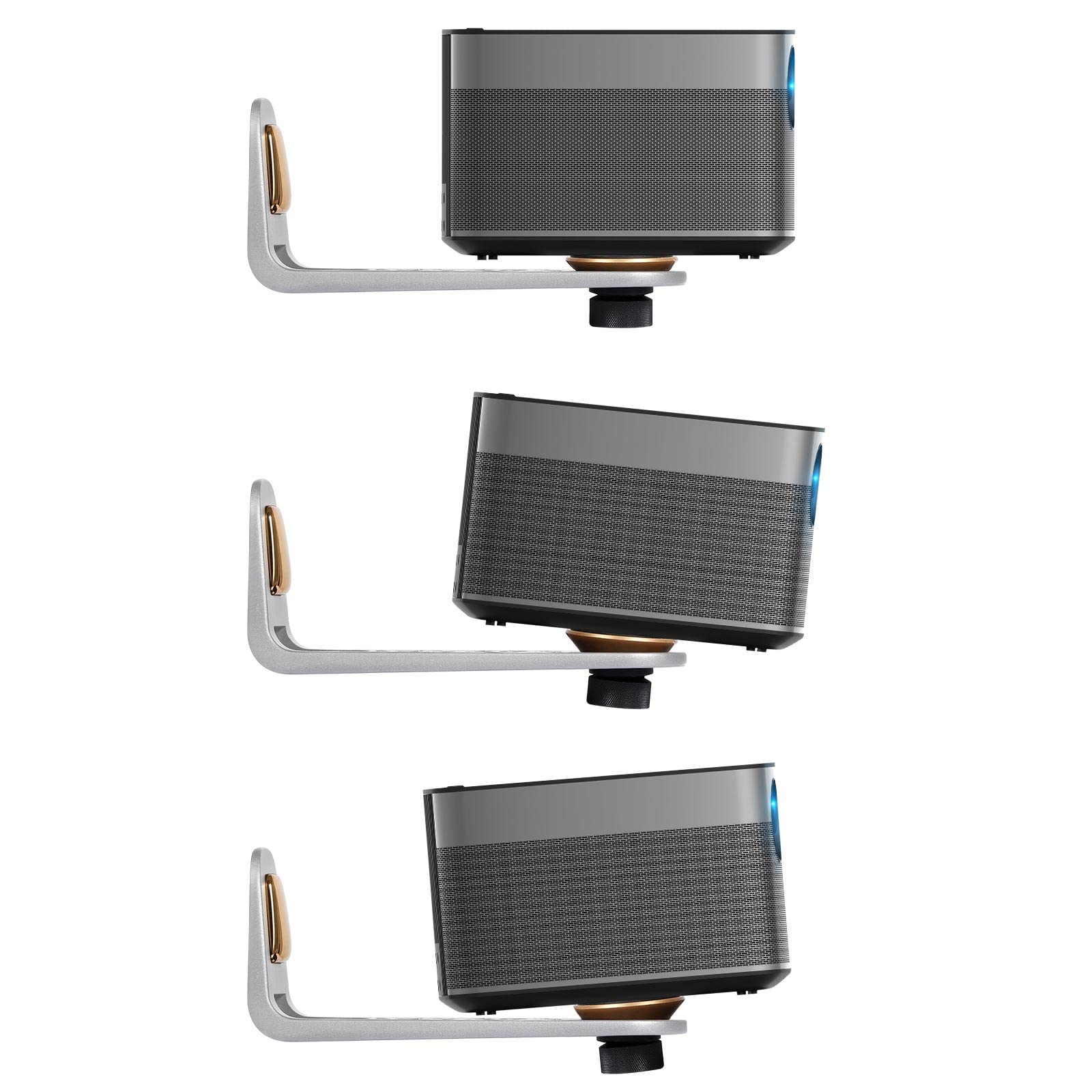 Beamer Halterung,Verstellbarer Projektor-Zubehör, Elevationswinkel ±10°，360°-Drehung,Standard-1/4-Zoll-Schraube für die meisten Kameras/Projektoren (Silver)