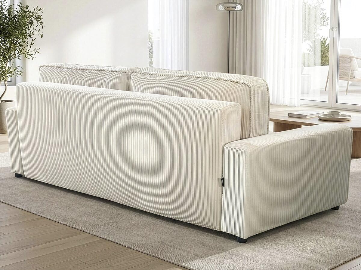 Habitat et Jardin Canapé Convertible en Velours côtelé Montaigne -3 Places - Beige