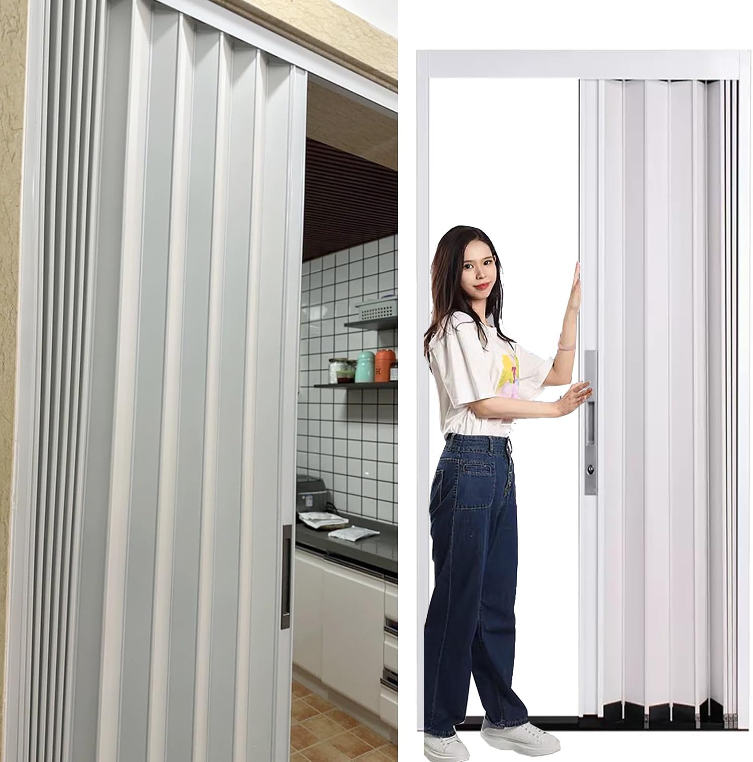 Amazon.com: HDYZJQ 72 80 90 96 108 in Tall Accordion Sliding Door