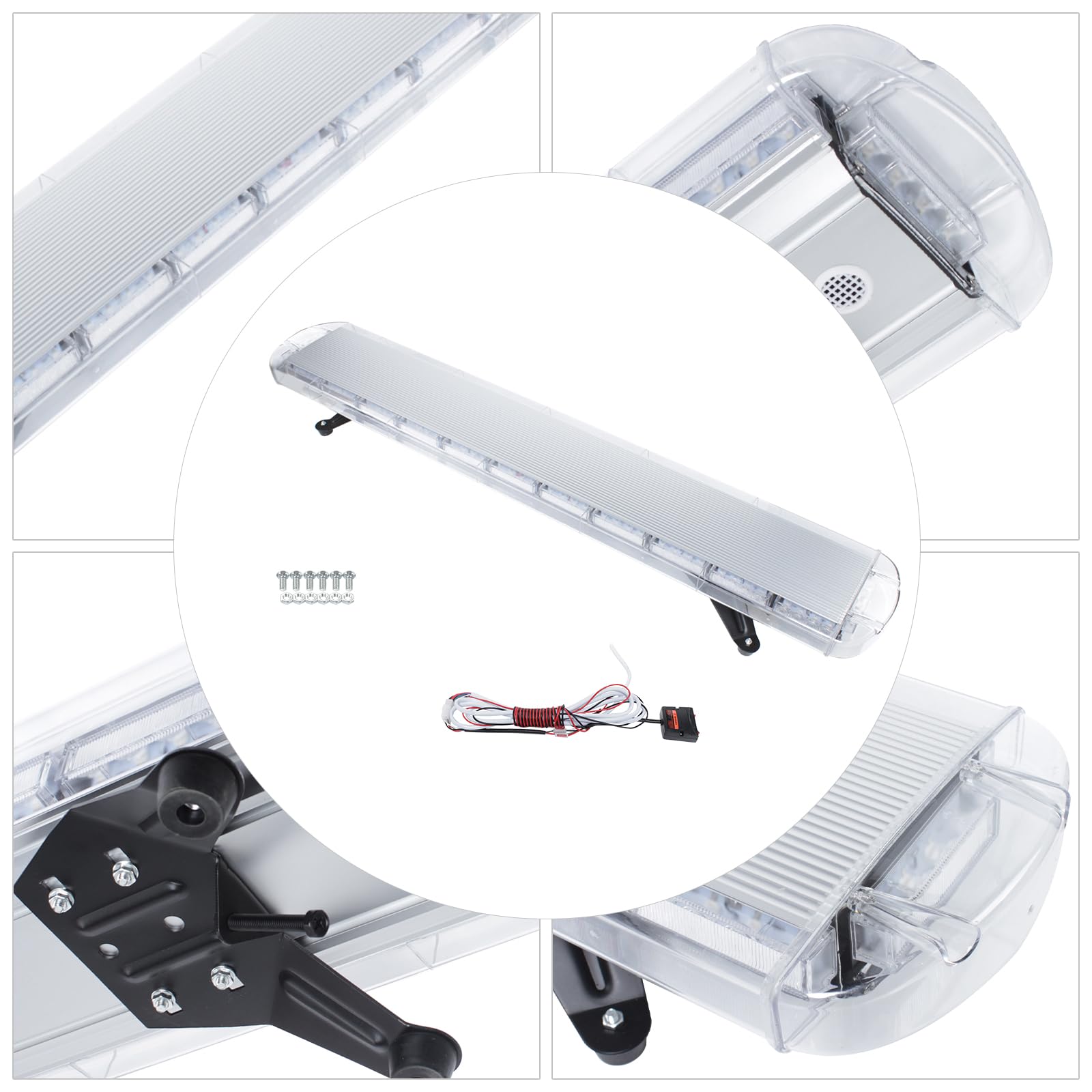 Faro Lampeggiante Led Giallo 96W Universale Lampada Da Soffitto Led 12-24V Per Auto 15 Modalità Di Lampeggiamento Con Controller Adatto Per Guida Notturna E Intemperie.